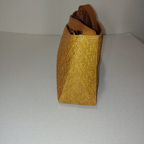 Fossil Basket Wave Woven Leather Handle Purse - Picture 9 of 12